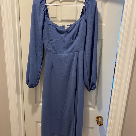 French Blue Long Sleeve Midi Dress - NWT - Picture 1 of 4